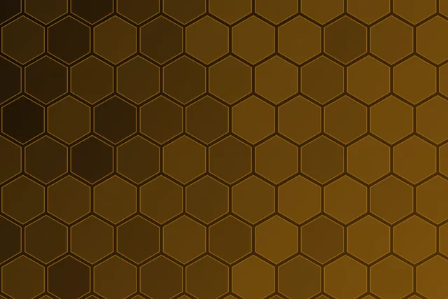 Honey-toned hexagons illustrating momentum