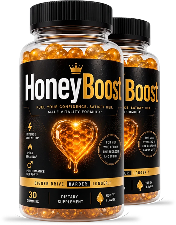Two bottles of HoneyBoost honey-flavored gummies