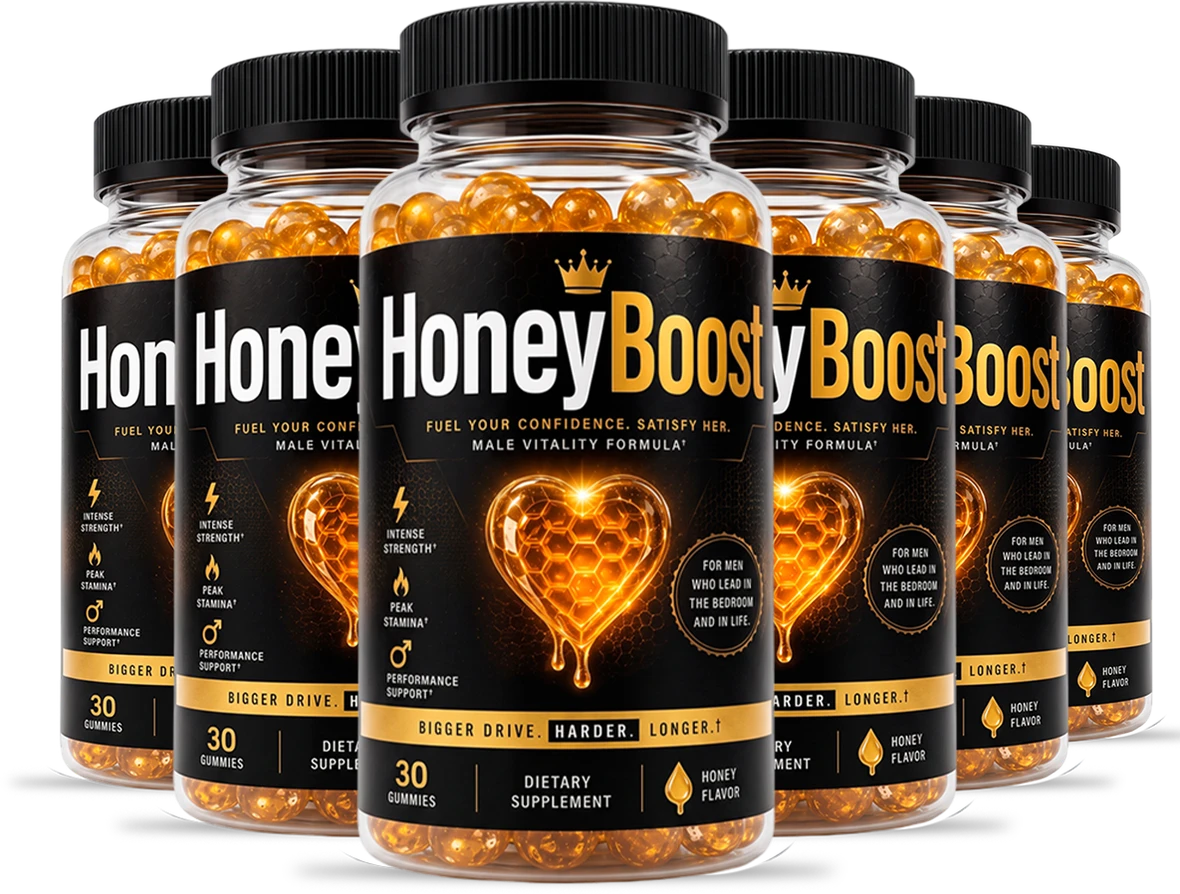 Six bottles of HoneyBoost honey-flavored gummies